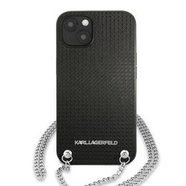 Karl Lagerfeld Leather Textured and Chain Case for iPhone 13 / 14 / 15 6.1" - Black | Techbox