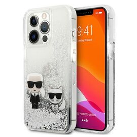 Karl Lagerfeld Liquid Glitter Karl&amp;Choupette case for iPhone 13 Pro Max 6.7" - silver | Techbox