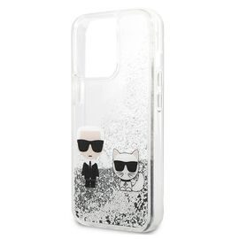 Karl Lagerfeld Liquid Glitter Karl&amp;Choupette case for iPhone 13 Pro Max 6.7" - silver | Techbox