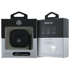 Mercedes MEA4CSLBK AirPods 4 cover black/black Leather Metal Logo | Techbox