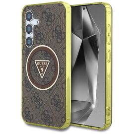 Guess 4G Glitter Triangle Buttons MagSafe Case for Samsung Galaxy S25 Brown | Techbox