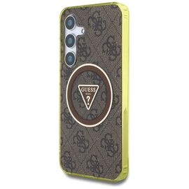 Guess 4G Glitter Triangle Buttons MagSafe Case for Samsung Galaxy S25 Brown | Techbox