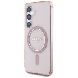 Guess Glitter Circle Classic Logo MagSafe Case for Samsung Galaxy S25 Pink | Techbox
