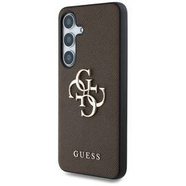 Guess Grained Big 4G Logo Small Classic Logo case for Samsung Galaxy S25 Plus brown - Samsung Cases - Cases - Techbox