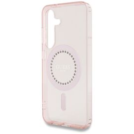 Guess Rhinestones Printed Classic Logo MagSafe Samsung Galaxy S25 Case Pink | Techbox