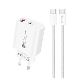 A6MaxL 20W USB-A USB-C wall charger with USB-C - USB-C 1m cable - white - Travel Chargers - Smartphone Chargers - Techbox
