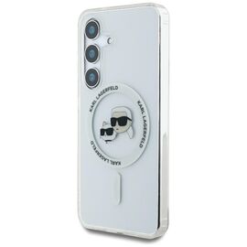 Case Karl Lagerfeld Button Karl &amp; Choupette Heads Printed Logo MagSafe Samsung Galaxy S25 white | Techbox