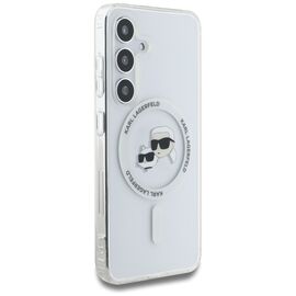 Case Karl Lagerfeld Button Karl &amp; Choupette Heads Printed Logo MagSafe Samsung Galaxy S25 white | Techbox