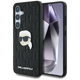 Karl Lagerfeld Leather Monogram Pin Logo Karl Head Samsung Galaxy S25 Case Black - Samsung Cases - Cases - Techbox