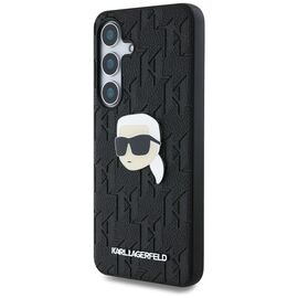 Karl Lagerfeld Leather Monogram Pin Logo Karl Head Samsung Galaxy S25 Case Black - Samsung Cases - Cases - Techbox