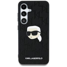 Karl Lagerfeld Leather Monogram Pin Logo Karl Head Samsung Galaxy S25 Case Black - Samsung Cases - Cases - Techbox