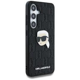 Karl Lagerfeld Leather Monogram Pin Logo Karl Head Samsung Galaxy S25 Case Black - Samsung Cases - Cases - Techbox