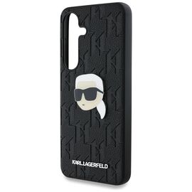 Karl Lagerfeld Leather Monogram Pin Logo Karl Head Samsung Galaxy S25 Case Black - Samsung Cases - Cases - Techbox