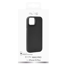 Puro Icon Mag Pro Silicone Case with MagSafe with Metal Buttons for iPhone 15 Plus - Black | Techbox