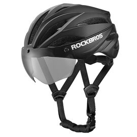 Rockbros Bike Helmet with Visor, Detachable UV Protective Goggles, Unisex - Black/Brown - Bicycle - Sports & Fitness - Techbox