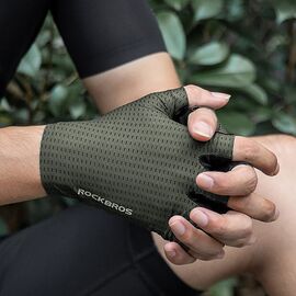 Rockbros Breathable Short Finger Cycling Gloves, Size: XXL - Green | Techbox