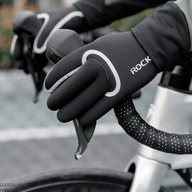 Rockbros full waterproof cycling gloves, size: XXL - black | Techbox
