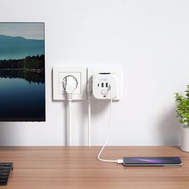 Tech-Protect PCL3x4 Power Strip, 2x USB-A, 2x USB-C, 3x AC Type Schuko - White