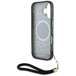 Guess HC IML Leopard Triangle Cord Strap MagSafe iPhone 16 Case - Brown | Techbox
