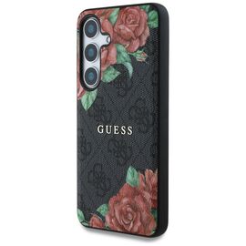 Guess Leather 4G Flowers Print Metal Classic Logo MagSafe Case for Samsung Galaxy S25 - Black | Techbox