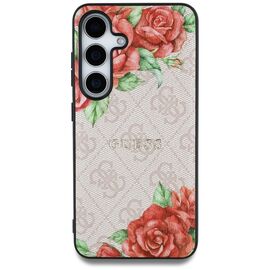 Guess Leather 4G Flowers Print Metal Classic Logo MagSafe Case for Samsung Galaxy S25 - Pink | Techbox