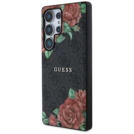 Guess Leather 4G Flowers Print Metal Classic Logo MagSafe Case for Samsung Galaxy S25 Ultra - Black | Techbox