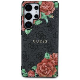 Guess Leather 4G Flowers Print Metal Classic Logo MagSafe Case for Samsung Galaxy S25 Ultra - Black | Techbox