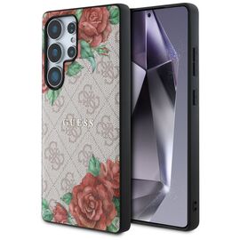Guess Leather 4G Flowers Print Metal Classic Logo MagSafe Case for Samsung Galaxy S25 Ultra - Pink | Techbox