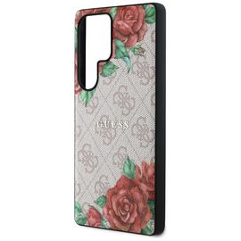 Guess Leather 4G Flowers Print Metal Classic Logo MagSafe Case for Samsung Galaxy S25 Ultra - Pink | Techbox