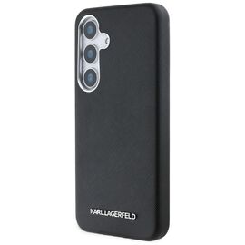 Karl Lagerfeld Saffiano Full Wrapped Elongated Metal Logo MagSafe Case for Samsung Galaxy S25 - Black | Techbox