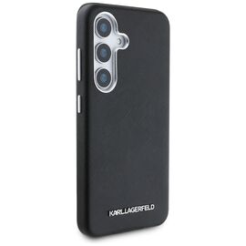 Karl Lagerfeld Saffiano Full Wrapped Elongated Metal Logo MagSafe Case for Samsung Galaxy S25 - Black | Techbox