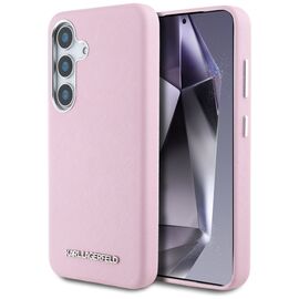 Karl Lagerfeld Saffiano Full Wrapped Elongated Metal Logo MagSafe Case for Samsung Galaxy S25 - Pink | Techbox