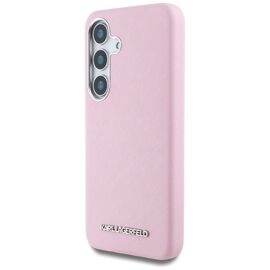 Karl Lagerfeld Saffiano Full Wrapped Elongated Metal Logo MagSafe Case for Samsung Galaxy S25 - Pink | Techbox