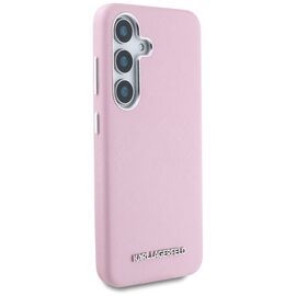 Karl Lagerfeld Saffiano Full Wrapped Elongated Metal Logo MagSafe Case for Samsung Galaxy S25 - Pink | Techbox