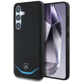 Mercedes Leather Contrasted Blue Horizontal Curve MagSafe Case for Samsung Galaxy S25 - Black | Techbox