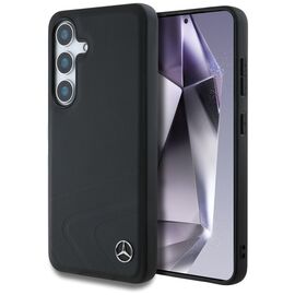 Mercedes Leather Horizontal Debossed Curves MagSafe Case for Samsung Galaxy S25 - Black - Samsung Cases - Cases - Techbox