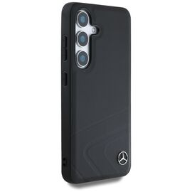 Mercedes Leather Horizontal Debossed Curves MagSafe Case for Samsung Galaxy S25 - Black - Samsung Cases - Cases - Techbox