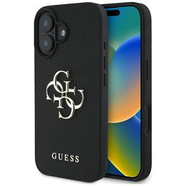 Guess Grained Big 4G Logo Small Classic Logo case for iPhone 16 - black | Techbox