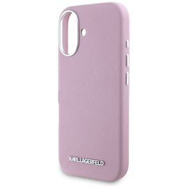 Karl Lagerfeld Saffiano Full Wrapped Elongated Metal Logo MagSafe iPhone 16 Case - Pink - Apple Cases - Cases - Techbox