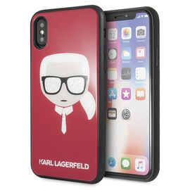 Karl Lagerfeld Iconic Glitter Karl`s Head iPhone X / Xs Case - Red | Techbox