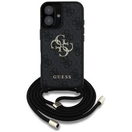 Guess 4G Big Logo Cord Stap Crossbody Case for iPhone 16 Plus Black - Apple Cases - Cases - Techbox