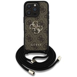 Guess 4G Big Logo Cord Stap Crossbody Case for iPhone 16 Pro Brown - Apple Cases - Cases - Techbox