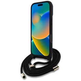 Guess 4G Big Logo Cord Stap Crossbody Case for iPhone 16 Pro Max black - Apple Cases - Cases - Techbox
