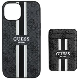 Guess 4G Stripes case with Magsafe wallet for iPhone 15 black - Uncategorized Cases (2) - Cases - Techbox
