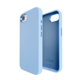 Puro Liquid Silicon Cover "ICON MAG PRO" with Magsafe, metal buttons and camera ring for iPhone 16E, blue - Apple Cases - Cases - Techbox