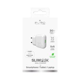GaN Puro SLIMPRO 30W USB-C Wall Charger - White | Techbox