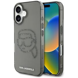 Karl Lagerfeld IML Rhinestones Karl Head Case for iPhone 16 Black | Techbox