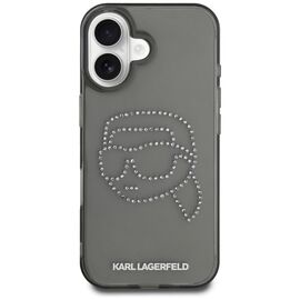 Karl Lagerfeld IML Rhinestones Karl Head Case for iPhone 16 Black | Techbox
