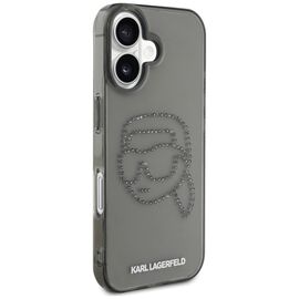 Karl Lagerfeld IML Rhinestones Karl Head Case for iPhone 16 Black | Techbox