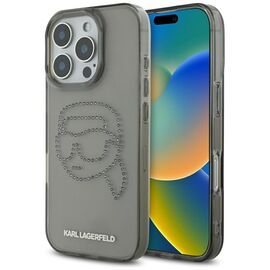 Karl Lagerfeld IML Rhinestones Karl Head Case for iPhone 16 Pro Black | Techbox